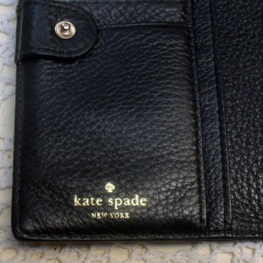 Kate Spade Black Pebbled Leather Bi-Fold Wallet - Picture 7 of 7